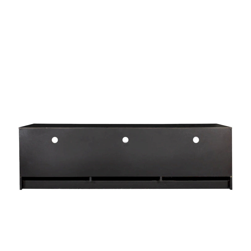 Black 70.87  TV Stand with 3 Open Storage Spaces and 3 Drawers for Living Room
