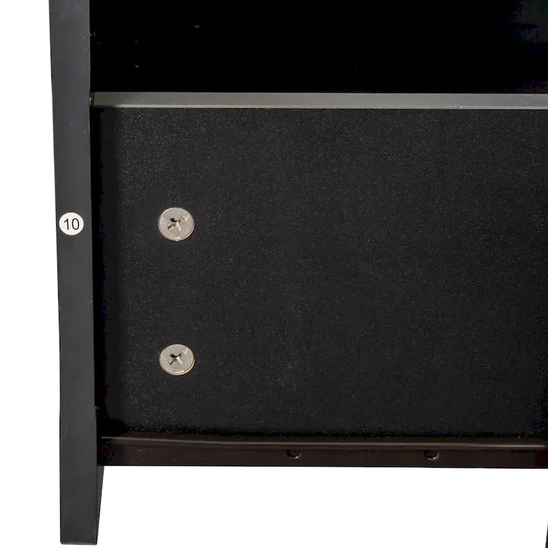 Black 70.87  TV Stand with 3 Open Storage Spaces and 3 Drawers for Living Room