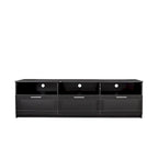 Black 70.87  TV Stand with 3 Open Storage Spaces and 3 Drawers for Living Room