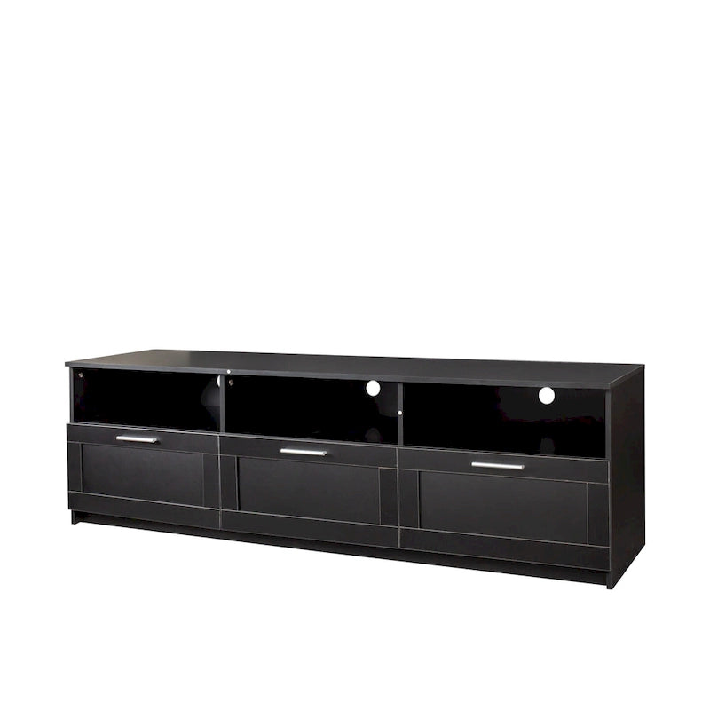 Black 70.87  TV Stand with 3 Open Storage Spaces and 3 Drawers for Living Room