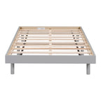 Grey Particle Board Twin Floating Platform Bed Frame with Rubberwood Legs