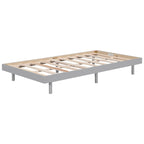 Grey Particle Board Twin Floating Platform Bed Frame with Rubberwood Legs