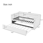 Twin Size Upholstered Daybed with Trundle Modern Linen Fabric, No Box Spring Needed