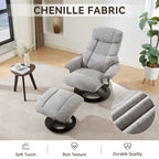 Chenille 360 Swivel Massage Recliner Chair with Ottoman, Massage and Heated Seat