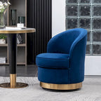 Blue Modern 22  Upholstered Velvet Accent Chair with Round Swivel Metal Base for Living Room