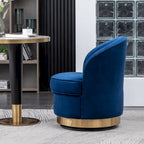 Blue Modern 22  Upholstered Velvet Accent Chair with Round Swivel Metal Base for Living Room