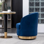 Blue Modern 22  Upholstered Velvet Accent Chair with Round Swivel Metal Base for Living Room