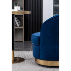 Blue Modern 22  Upholstered Velvet Accent Chair with Round Swivel Metal Base for Living Room