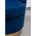 Blue Modern 22  Upholstered Velvet Accent Chair with Round Swivel Metal Base for Living Room