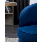 Blue Modern 22  Upholstered Velvet Accent Chair with Round Swivel Metal Base for Living Room