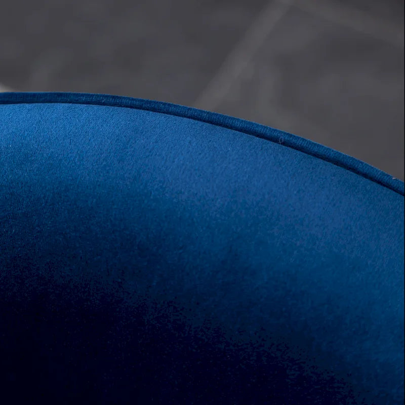 Blue Modern 22  Upholstered Velvet Accent Chair with Round Swivel Metal Base for Living Room