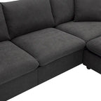 100.4  L-Shaped Polyester Sectional Sofa with 4-Seat Convertible Couch and Ottoman & Pocket Spring Cushions (300lb Capacity)