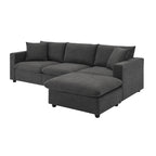 100.4  L-Shaped Polyester Sectional Sofa with 4-Seat Convertible Couch and Ottoman & Pocket Spring Cushions (300lb Capacity)
