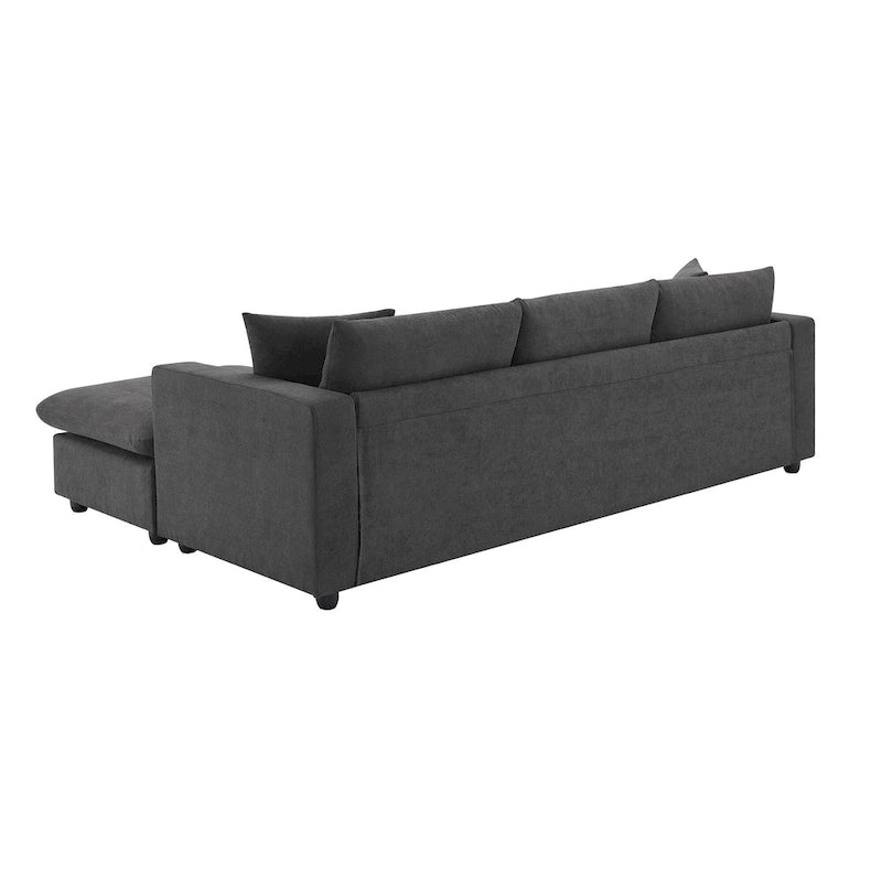 100.4  L-Shaped Polyester Sectional Sofa with 4-Seat Convertible Couch and Ottoman & Pocket Spring Cushions (300lb Capacity)