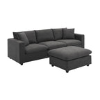 100.4  L-Shaped Polyester Sectional Sofa with 4-Seat Convertible Couch and Ottoman & Pocket Spring Cushions (300lb Capacity)