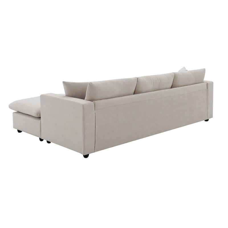 100.4  L-Shaped Polyester Sectional Sofa with 4-Seat Convertible Couch and Ottoman & Pocket Spring Cushions (300lb Capacity)