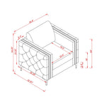 Khaki Modern 35.4  Upholstered Button Tufted Arm Chair with Metal Legs and Nailheads for Living Room