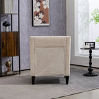 Beige Modern 26.77  Upholstered Arm Chair with Scooped Arms and Rubber Wood Legs for Living Room