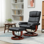 Black 28.8  High Back Swivel Recliner Chair with Ottoman