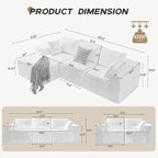 103  Fabric Modular Sectional Sofa with Deep Seats, L-Shaped Cloud Couch and Chaise, No Assembly Required