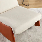 Orange+Beige Modern Corduroy Upholstered Rocker Recliner with Footrest and PU Leather Leg for Living Room, Bedroom