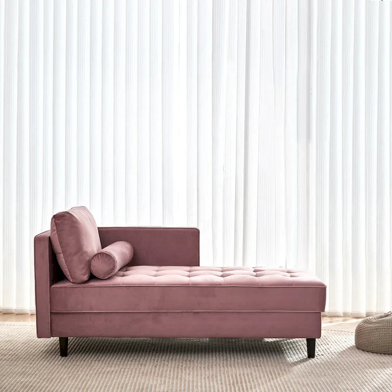 Pink 64  Velvet Tufted Chaise Lounge Chair