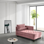 Pink 64  Velvet Tufted Chaise Lounge Chair
