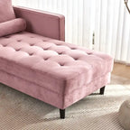 Pink 64  Velvet Tufted Chaise Lounge Chair