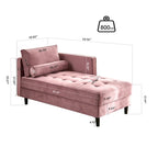 Pink 64  Velvet Tufted Chaise Lounge Chair
