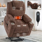 Blue Lift Recliner with 8-Point Massage, Lumbar Heating, Dual USB Ports, and Stainless Steel Cup Holders
