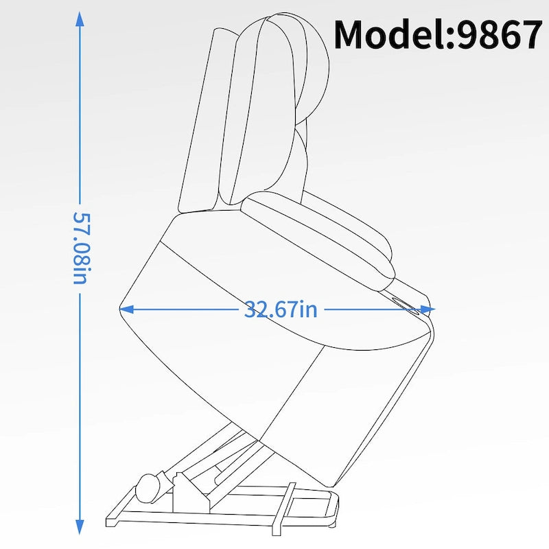 Blue Lift Recliner with 8-Point Massage, Lumbar Heating, Dual USB Ports, and Stainless Steel Cup Holders