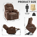 Blue Lift Recliner with 8-Point Massage, Lumbar Heating, Dual USB Ports, and Stainless Steel Cup Holders