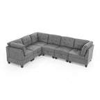 Grey 116  L-Shaped 6-Seat Sofa with Chairs and Storage