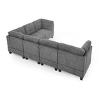 Grey 116  L-Shaped 6-Seat Sofa with Chairs and Storage