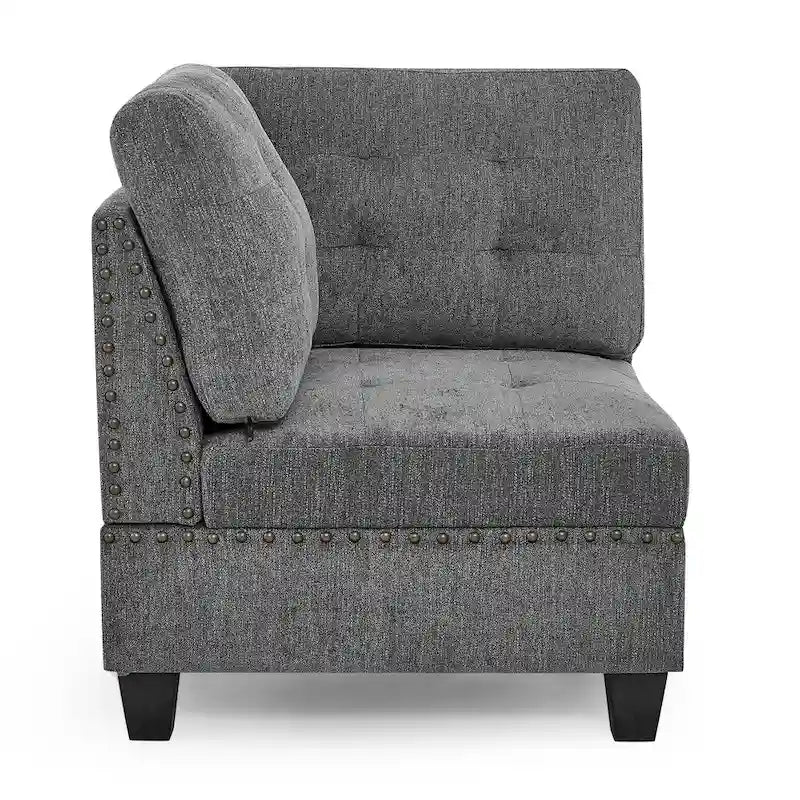 Grey 116  L-Shaped 6-Seat Sofa with Chairs and Storage
