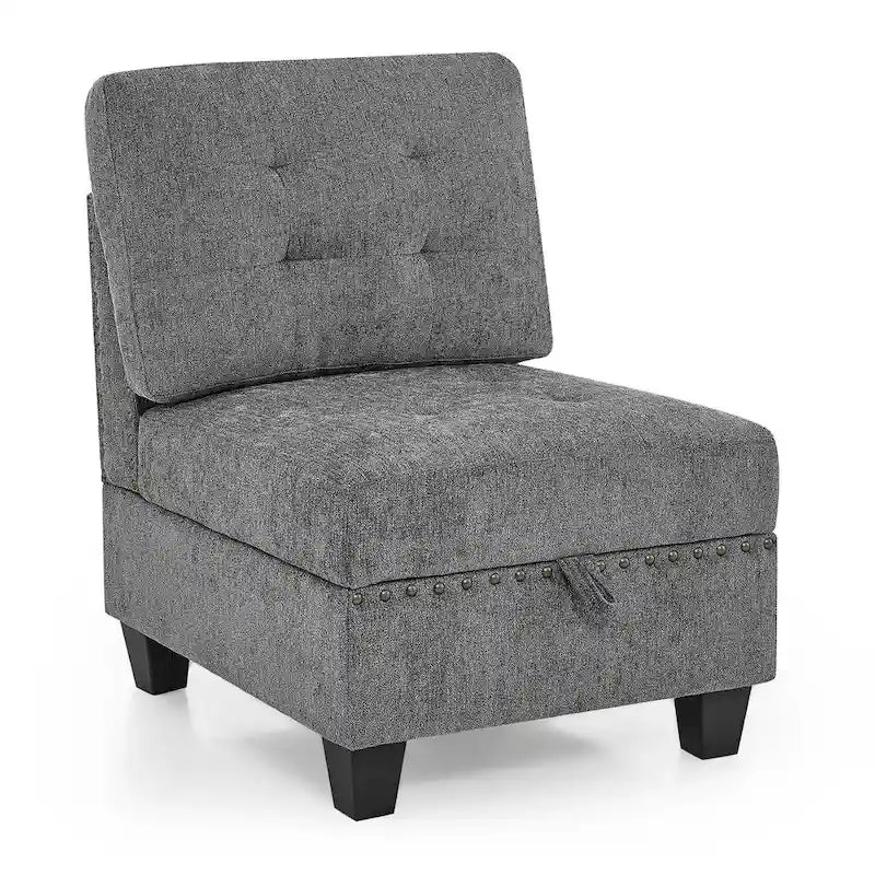 Grey 116  L-Shaped 6-Seat Sofa with Chairs and Storage