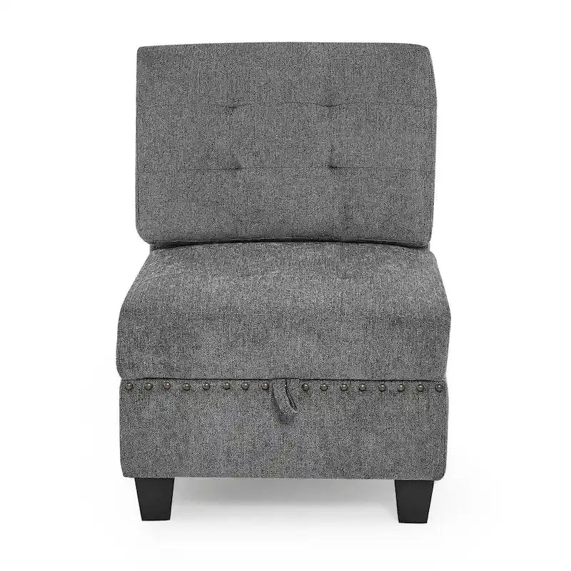 Grey 116  L-Shaped 6-Seat Sofa with Chairs and Storage