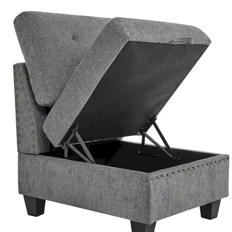 Grey 116  L-Shaped 6-Seat Sofa with Chairs and Storage