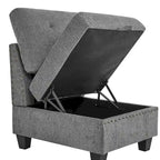 Grey 116  L-Shaped 6-Seat Sofa with Chairs and Storage