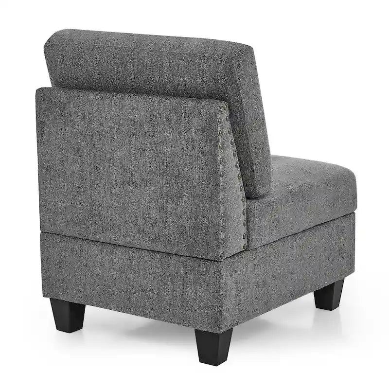 Grey 116  L-Shaped 6-Seat Sofa with Chairs and Storage