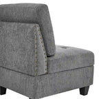 Grey 116  L-Shaped 6-Seat Sofa with Chairs and Storage