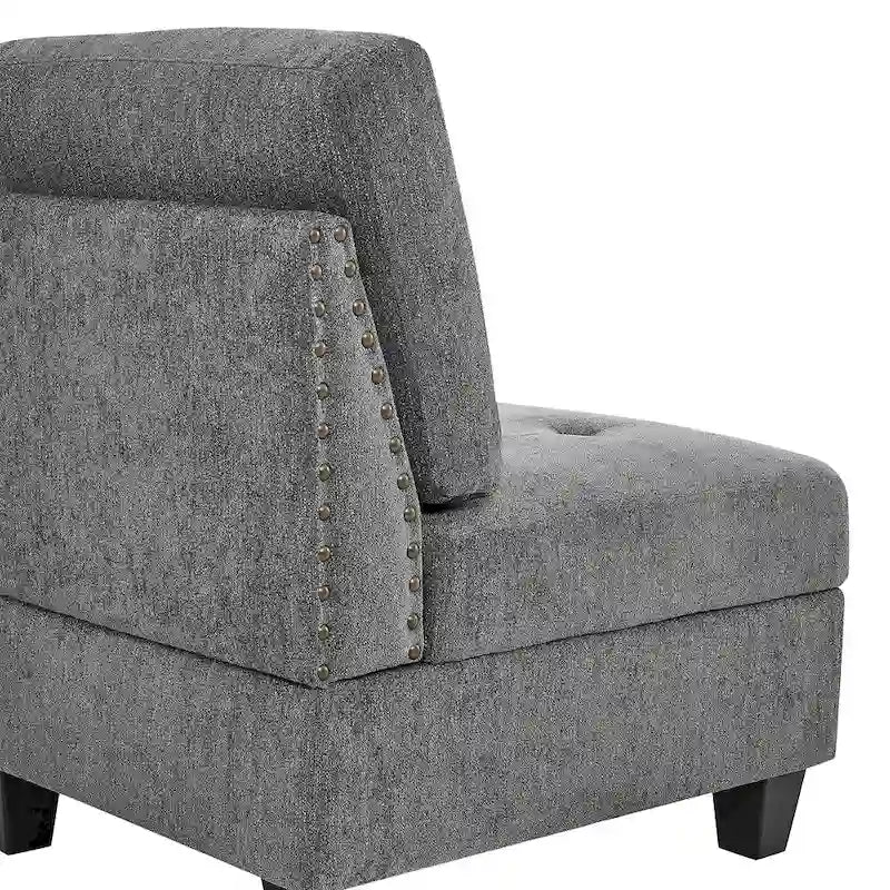Grey 116  L-Shaped 6-Seat Sofa with Chairs and Storage
