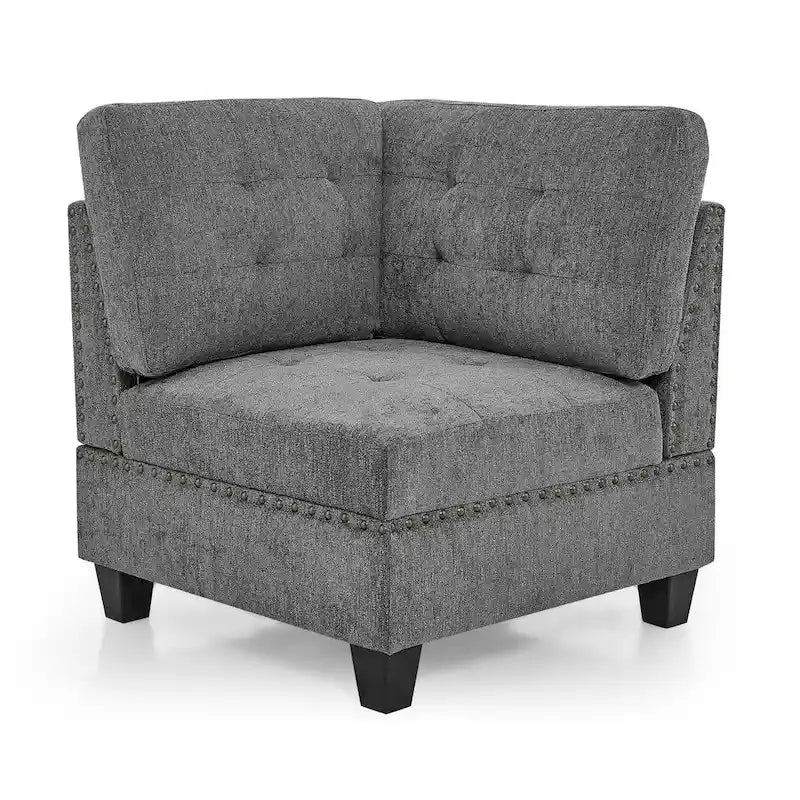 Grey 116  L-Shaped 6-Seat Sofa with Chairs and Storage