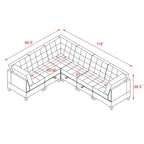 Grey 116  L-Shaped 6-Seat Sofa with Chairs and Storage