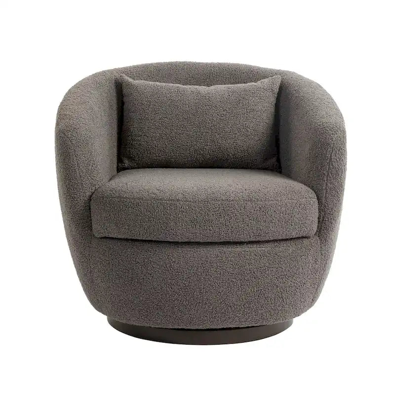 Grey 37.2  Swivel Barrel Chair with Storage