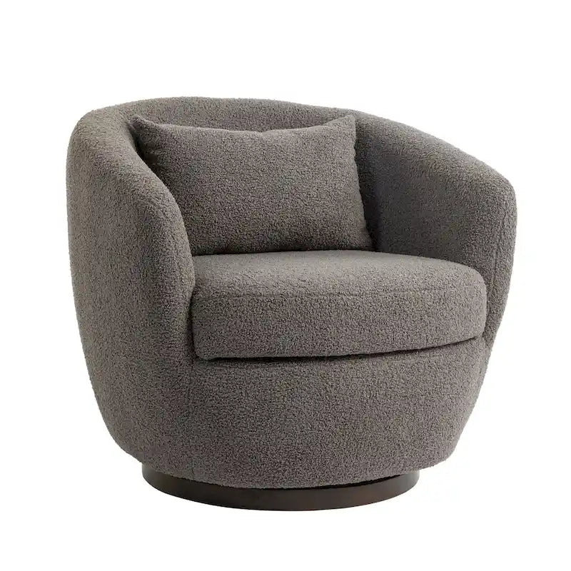 Grey 37.2  Swivel Barrel Chair with Storage