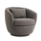 Grey 37.2  Swivel Barrel Chair with Storage