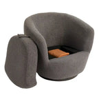 Grey 37.2  Swivel Barrel Chair with Storage
