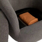 Grey 37.2  Swivel Barrel Chair with Storage