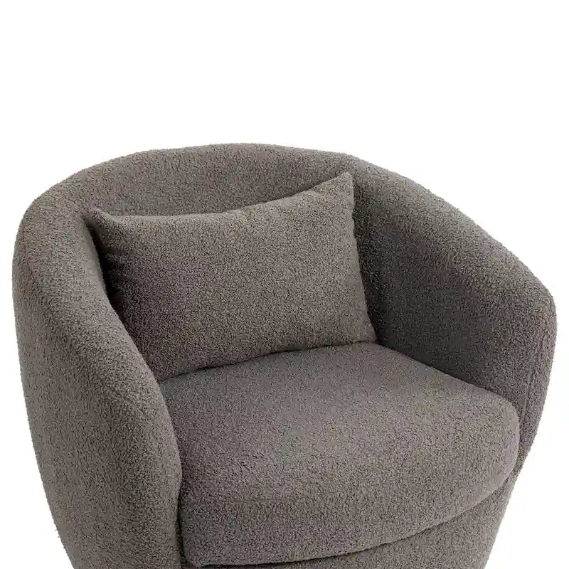 Grey 37.2  Swivel Barrel Chair with Storage